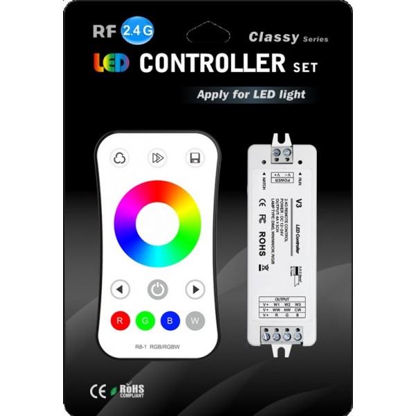 Controlador para tira LED RGB 144W-288W 12V/24V con mando Blanco